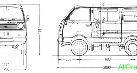 Daihatsu Hijet 550 (1974) (Daihatsu HiJet 550 (1974)) - drawings (drawings) of the car